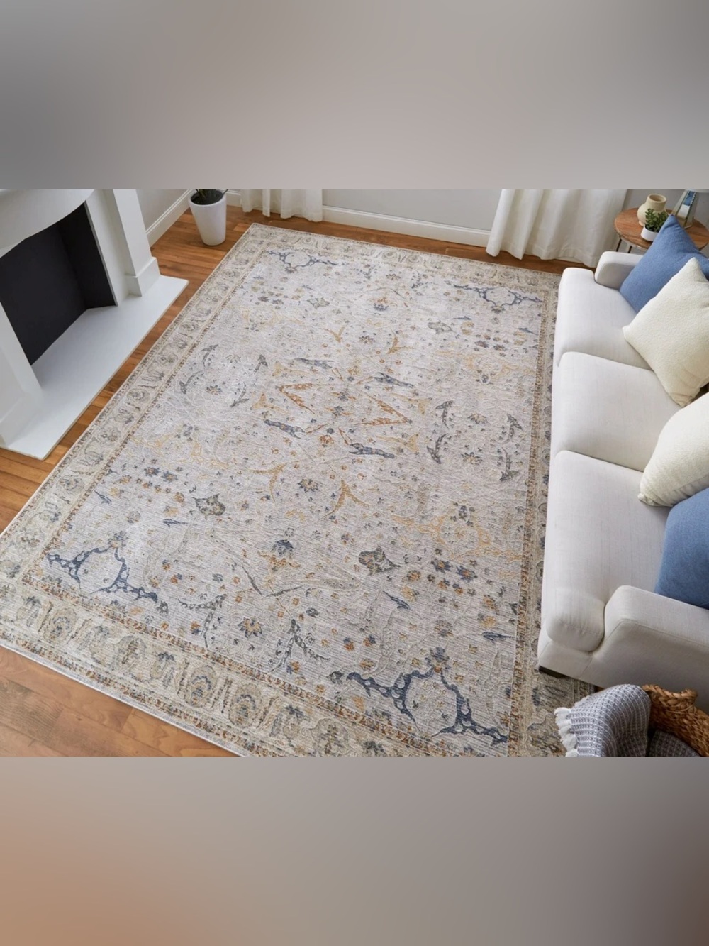 FEIZY NWT pasha Ivory Taupe and Blue Abstract Power Loom Wc
Faded Area Rug -2x3